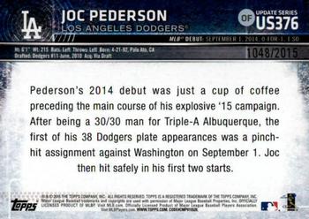 2015 Topps Update - Gold #US376 Joc Pederson Back