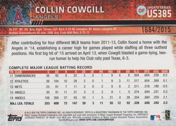 2015 Topps Update - Gold #US385 Collin Cowgill Back