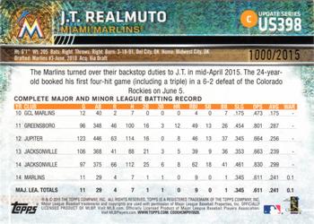 2015 Topps Update - Gold #US398 J.T. Realmuto Back