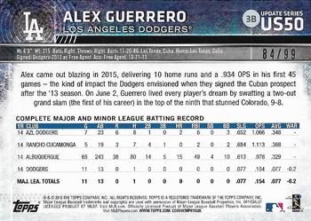 2015 Topps Update - Snow Camo #US50 Alex Guerrero Back