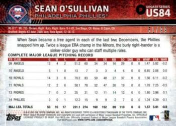 2015 Topps Update - Snow Camo #US84 Sean O'Sullivan Back