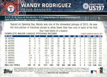 2015 Topps Update - Snow Camo #US197 Wandy Rodriguez Back