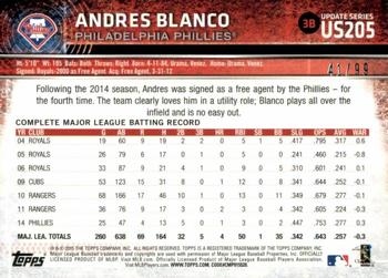 2015 Topps Update - Snow Camo #US205 Andres Blanco Back