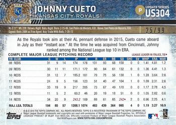 2015 Topps Update - Snow Camo #US304 Johnny Cueto Back