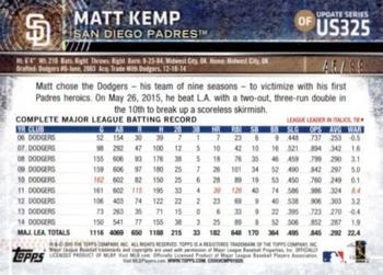 2015 Topps Update - Snow Camo #US325 Matt Kemp Back