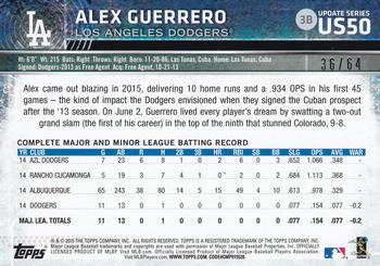 2015 Topps Update - Black #US50 Alex Guerrero Back