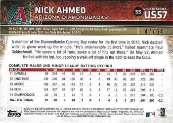 2015 Topps Update - Black #US57 Nick Ahmed Back
