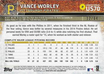 2015 Topps Update - Black #US70 Vance Worley Back