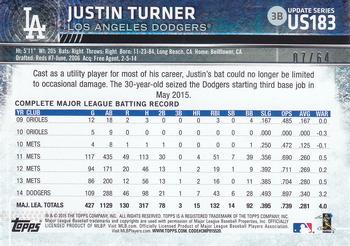 2015 Topps Update - Black #US183 Justin Turner Back