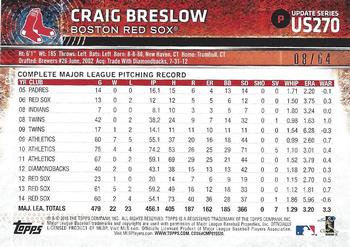 2015 Topps Update - Black #US270 Craig Breslow Back
