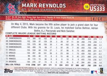 2015 Topps Update - Black #US333 Mark Reynolds Back