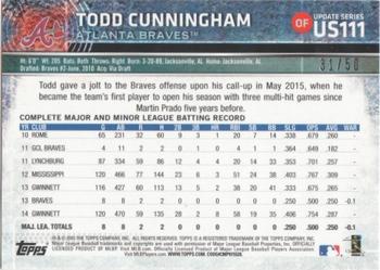 2015 Topps Update - Pink #US111 Todd Cunningham Back
