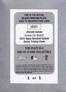 2015 Topps Update - Printing Plates Black #US331 Orlando Calixte Back