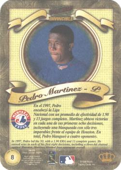 1998 Pacific Invincible - Photoengravings #8 Pedro Martinez Back