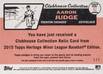 2015 Topps Heritage Minor League - Clubhouse Collection Relics Printing Plates Magenta #CCR-AJ Aaron Judge Back