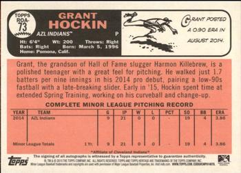 2015 Topps Heritage Minor League - Real One Autographs #ROA-73 Grant Hockin Back