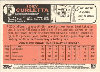 2015 Topps Heritage Minor League - Real One Autographs #ROA-187 Joey Curletta Back