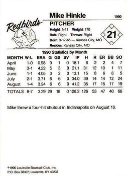 1990 Louisville Redbirds #21 Mike Hinkle Back