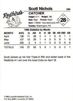1990 Louisville Redbirds #28 Scott Nichols Back