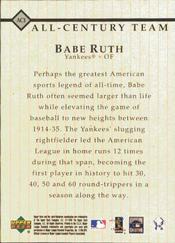 1999 Upper Deck Century Legends - All-Century Team #AC1 Babe Ruth  Back
