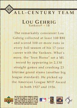 1999 Upper Deck Century Legends - All-Century Team #AC4 Lou Gehrig  Back