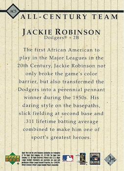 1999 Upper Deck Century Legends - All-Century Team #AC5 Jackie Robinson  Back