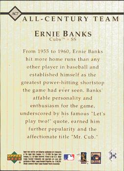 1999 Upper Deck Century Legends - All-Century Team #AC7 Ernie Banks  Back