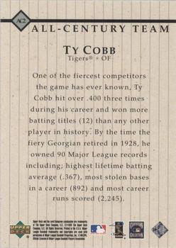 1999 Upper Deck Century Legends - All-Century Team #AC2 Ty Cobb  Back