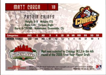 2010 Grandstand Midwest League All-Star Game Western Division #NNO Matt Cerda Back