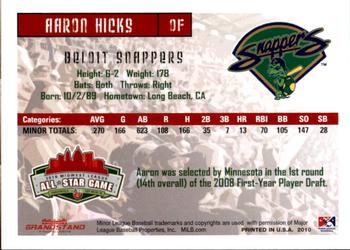 2010 Grandstand Midwest League All-Star Game Western Division #NNO Aaron Hicks Back