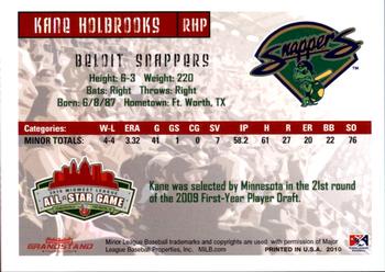 2010 Grandstand Midwest League All-Star Game Western Division #NNO Kane Holbrooks Back