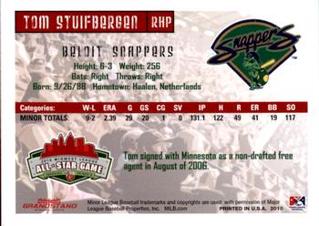2010 Grandstand Midwest League All-Star Game Western Division #NNO Tom Stuifbergen Back