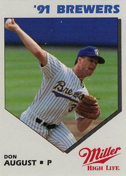 1991 Miller High Life Milwaukee Brewers #NNO Don August Front