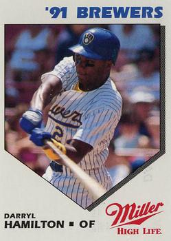 1991 Miller High Life Milwaukee Brewers #NNO Darryl Hamilton Front