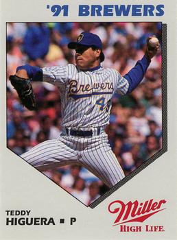 1991 Miller High Life Milwaukee Brewers #NNO Teddy Higuera Front