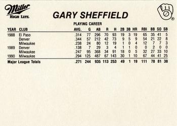 1991 Miller High Life Milwaukee Brewers #NNO Gary Sheffield Back