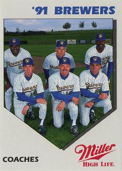 1991 Miller High Life Milwaukee Brewers #NNO Coaches Front