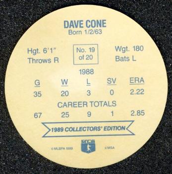 1989 Rainier Farms Discs #19 David Cone Back