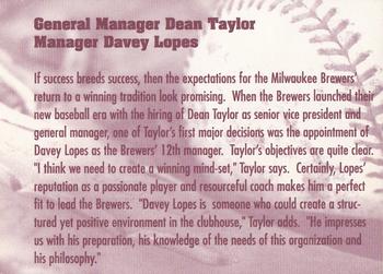 2000 Milwaukee Brewers Diamond Celebration #NNO Dean Taylor / Davey Lopes Back