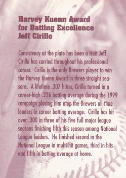 2000 Milwaukee Brewers Diamond Celebration #NNO Jeff Cirillo Back