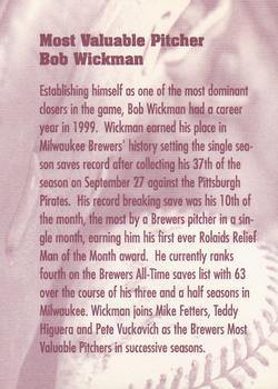2000 Milwaukee Brewers Diamond Celebration #NNO Bob Wickman Back