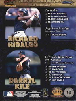 1998 Pacific Invincible - Team Checklists #12 Jeff Bagwell / Craig Biggio / Richard Hidalgo / Darryl Kile Back