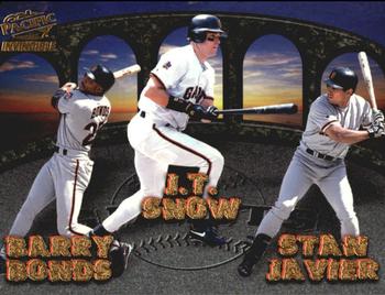 1998 Pacific Invincible - Team Checklists #25 Barry Bonds / J.T. Snow / Stan Javier / Rod Beck / Jose Vizcaino Front