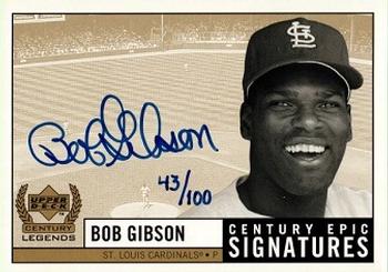 1999 Upper Deck Century Legends - Epic Signatures Century #BG Bob Gibson  Front