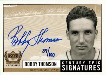 1999 Upper Deck Century Legends - Epic Signatures Century #BT Bobby Thomson  Front