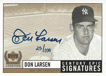 1999 Upper Deck Century Legends - Epic Signatures Century #DL Don Larsen  Front
