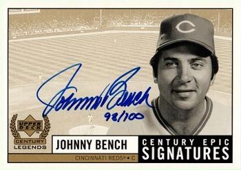 1999 Upper Deck Century Legends - Epic Signatures Century #JB Johnny Bench  Front