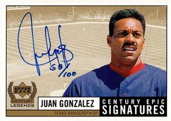 1999 Upper Deck Century Legends - Epic Signatures Century #JG Juan Gonzalez  Front