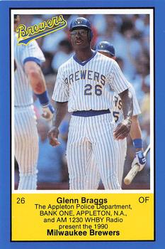 1990 Milwaukee Brewers Police - Appleton Police Department, Bank One, Appleton, N.A. & AM 1230 WHBY Radio #NNO Glenn Braggs Front
