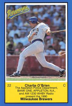 1990 Milwaukee Brewers Police - Appleton Police Department, Bank One, Appleton, N.A. & AM 1230 WHBY Radio #NNO Charlie O'Brien Front